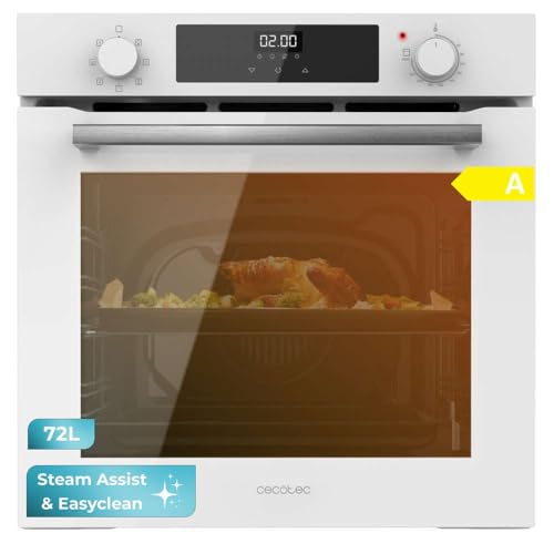 Cecotec Einbaubackofen Multifunktions 72 Liter Bolero Hexa M226000 Glass White A Essential. 2800W, 7 Funktionen, Grill, Defrost, Steam Assist, Touch-Tasten, Weiß von Cecotec