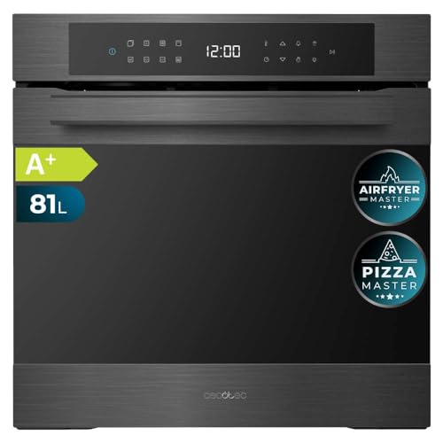 Cecotec Einbaubackofen Pyrolytisch 60 cm Bolero Hexa P506000 Matt A+. 3400W, 81L Kapazität, 11 Funktionen mit Airfryer Master, Pizza Master, 3D Cooking, Steam Base X2, Pyrolyse von Cecotec