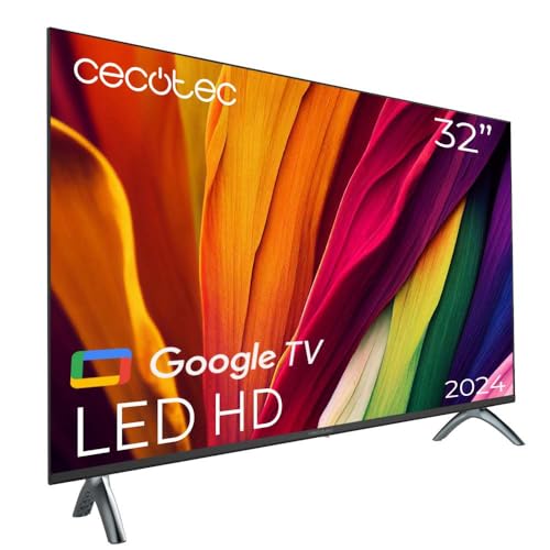 Cecotec Fernseher LED 32" Smart TV A4 Serie ALH40032. HD-Auflösung, Betriebssystem Google TV, Chromecast, Google Voice Assistant, Dolby Audio System und 16 GB ROM. von Cecotec