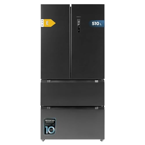 Cecotec Kühlschrank Französische Tür Dark 510 Liter Bolero CoolMarket FD 510 Dark E. 183 cm hoch, 84 cm breit, Inverter Plus, Fast Cooling und Fast Freezing, MultiAirFlow, Total NoFrost von Cecotec