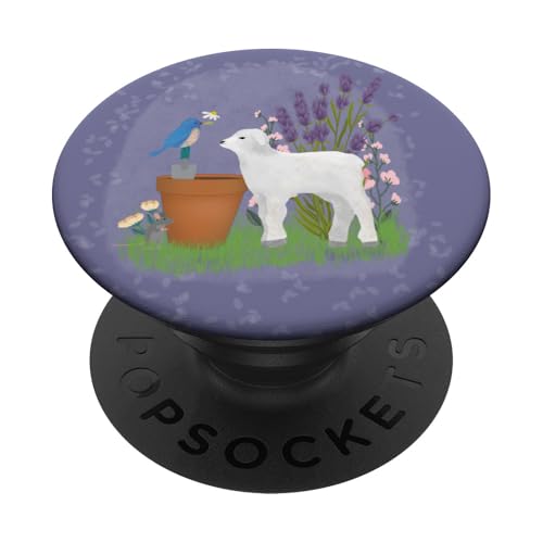 Garten mit Schaf und Vogel PopSockets Klebender PopGrip Garten mit Schaf und Vogel PopSockets Klebender PopGrip von Cedar Rue