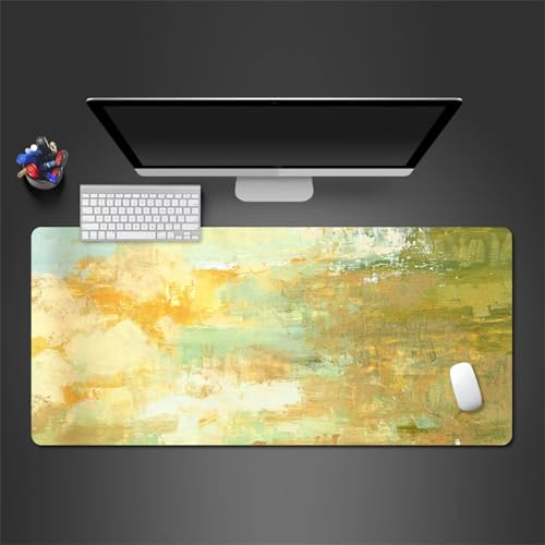 Gaming Mauspad,XXL 1200x600x3mm Gelbes Aquarell Mauspad,Groß Erweiterte Tischunterlage,Waschbares Mousepad,rutschfeste Gummi Mousepad für PC,Laptop Verbessert Präzision und Geschwindigkei von Cekog