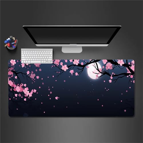 Gaming Mauspad,XXL 1200x600x3mm Rosa Blumenmond Mauspad,Groß Erweiterte Tischunterlage,Waschbares Mousepad,rutschfeste Gummi Mousepad für PC,Laptop Verbessert Präzision und Geschwindigkei von Cekog