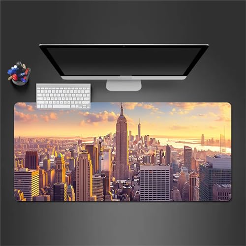 Gaming Mauspad,XXL 1200x600x3mm Stadt Sonnenuntergang Mauspad,Groß Erweiterte Tischunterlage,Waschbares Mousepad,rutschfeste Gummi Mousepad für PC,Laptop Verbessert Präzision und Geschwindigkei von Cekog