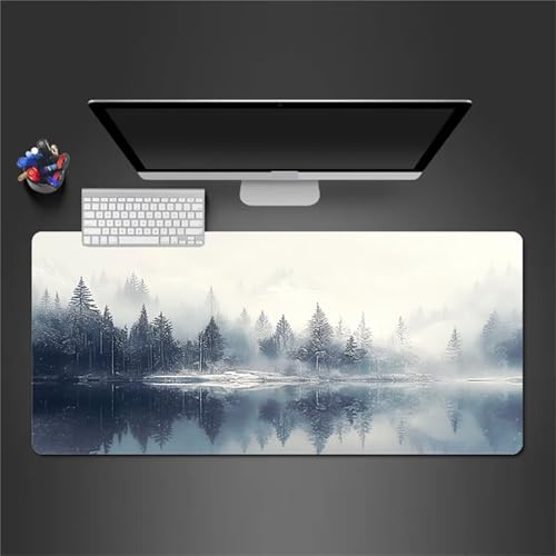 Gaming Mauspad,XXL 600x300x2mm Winterwaldsee Mauspad,Groß Erweiterte Tischunterlage,Waschbares Mousepad,rutschfeste Gummi Mousepad für PC,Laptop Verbessert Präzision und Geschwindigkei von Cekog