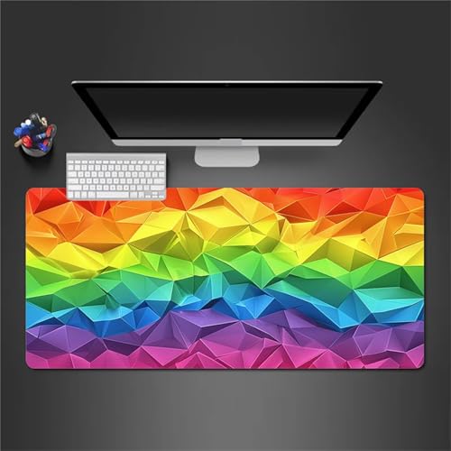 Gaming Mauspad,XXL 700x300x2mm Bunte Geometrie Mauspad,Groß Erweiterte Tischunterlage,Waschbares Mousepad,rutschfeste Gummi Mousepad für PC,Laptop Verbessert Präzision und Geschwindigkei von Cekog