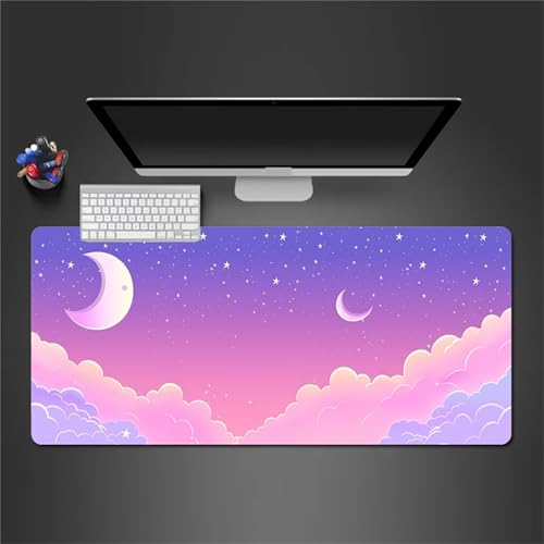 Gaming Mauspad,XXL 800x300x2mm Karikatur, mond, Wolke Mauspad,Groß Erweiterte Tischunterlage,Waschbares Mousepad,rutschfeste Gummi Mousepad für PC,Laptop Verbessert Präzision und Geschwindigkei von Cekog