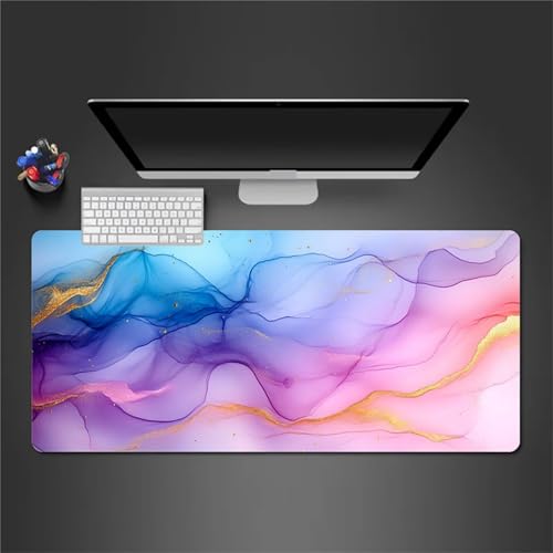 Gaming Mauspad,XXL 900x300x3mm Blau-violetter Marmor Mauspad,Groß Erweiterte Tischunterlage,Waschbares Mousepad,rutschfeste Gummi Mousepad für PC,Laptop Verbessert Präzision und Geschwindigkei von Cekog