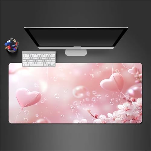 Gaming Mauspad,XXL 900x400x2mm Rosa Ballonblumen Mauspad,Groß Erweiterte Tischunterlage,Waschbares Mousepad,rutschfeste Gummi Mousepad für PC,Laptop Verbessert Präzision und Geschwindigkei von Cekog