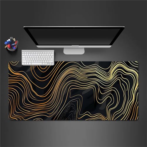 Gaming Mauspad 1000x500x2mm XXL Mauspad,Goldene Topographie Mauspad,Mousepad mit vernähten Kanten, mit Gummi Anti Rutsch Mousepad für Home Office Arbeit Spiel von Cekog