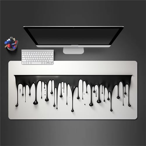 Gaming Mauspad 1000x500x2mm XXL Mauspad,Schwarze Flüssigkeit Mauspad,Mousepad mit vernähten Kanten, mit Gummi Anti Rutsch Mousepad für Home Office Arbeit Spiel von Cekog