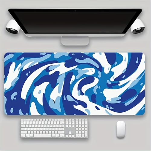 Gaming Mauspad 1200x600x3mm XXL Mauspad,Blau Weiß Abstrakt Mauspad,Mousepad mit vernähten Kanten, mit Gummi Anti Rutsch Mousepad für Home Office Arbeit Spiel von Cekog