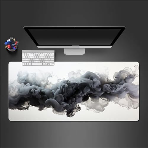 Gaming Mauspad 1200x600x3mm XXL Mauspad,Grauer Rauch Mauspad,Mousepad mit vernähten Kanten, mit Gummi Anti Rutsch Mousepad für Home Office Arbeit Spiel von Cekog