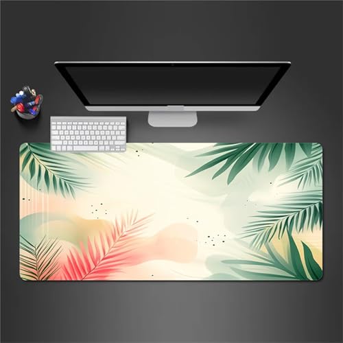 Gaming Mauspad 1200x600x3mm XXL Mauspad,Grüne rosa Blätter Mauspad,Mousepad mit vernähten Kanten, mit Gummi Anti Rutsch Mousepad für Home Office Arbeit Spiel von Cekog