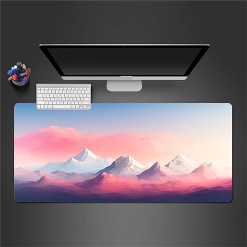 Gaming Mauspad 1200x600x3mm XXL Mauspad,Rosa Weißer Berg Mauspad,Mousepad mit vernähten Kanten, mit Gummi Anti Rutsch Mousepad für Home Office Arbeit Spiel von Cekog