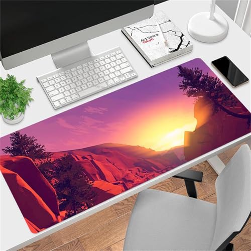 Gaming Mauspad 1200x600x3mm XXL Mauspad,Sonnenaufgang Bergblick Mauspad,Mousepad mit vernähten Kanten, mit Gummi Anti Rutsch Mousepad für Home Office Arbeit Spiel von Cekog