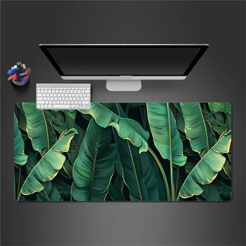 Gaming Mauspad 1200x600x3mm XXL Mauspad,Tropische Blätter Mauspad,Mousepad mit vernähten Kanten, mit Gummi Anti Rutsch Mousepad für Home Office Arbeit Spiel von Cekog