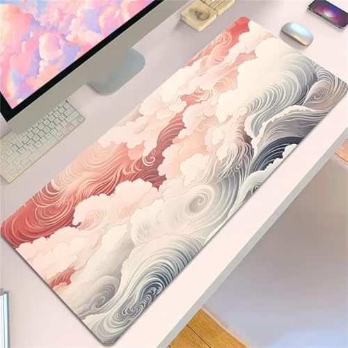 Gaming Mauspad 1200x600x3mm XXL Mauspad,Wellenlandschaft Mauspad,Mousepad mit vernähten Kanten, mit Gummi Anti Rutsch Mousepad für Home Office Arbeit Spiel von Cekog