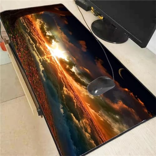 Gaming Mauspad 300x800x3mm,Wunderschöner Wolkenuntergang XXL Mousepad,rutschfest Tischunterlage Large Size Groß,verbessert Präzision und Geschwindigkeit,abwaschbar - für Heimbüro Maus und Tastatur von Cekog