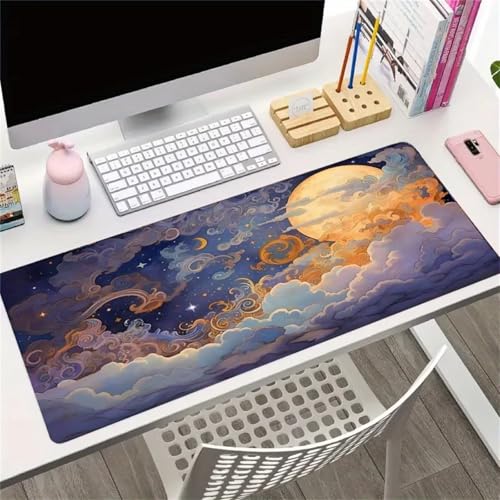 Gaming Mousepad XXL 1000x500x3mm Groß Mausped,Anime Mond Mauspad mit Motiv,rutschfest Schreibtischunterlage,Verbessert Gaming Mauspad Präzision und Geschwindigkei,Mauspad für Büro,Zuhause von Cekog