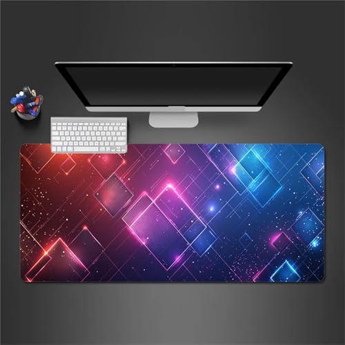 Gaming Mousepad XXL 700x300x2mm Groß Mausped,Rot Blau Abstrakt Mauspad mit Motiv,rutschfest Schreibtischunterlage,Verbessert Gaming Mauspad Präzision und Geschwindigkei,Mauspad für Büro,Zuhause von Cekog