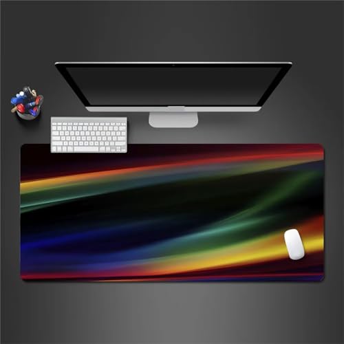 Mauspad Gaming XXL,1200x600x3mm Groß Mousepad,Wasserdicht Mouse Mat Pad mit Anti-Rutsch Gummibasis,mit Genähte Kanten,Mausmatte für Computer,Laptop,Tastatur - Bunte Streifen von Cekog