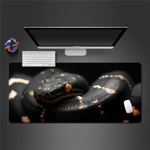 Mauspad Gaming XXL,700x300x3mm Groß Mousepad,Wasserdicht Mouse Mat Pad mit Anti-Rutsch Gummibasis,mit Genähte Kanten,Mausmatte für Computer,Laptop,Tastatur - Schöne Schwarze Schlange von Cekog