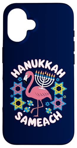 Hülle für iPhone 16 Lustige Chanukkah-Menora mit rosafarbenem Flamingo, jüdischer Chanukah von Celebrate Hanukkah Tee Shirts