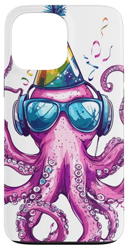 Hülle für iPhone 13 Pro Max Lustige Oktopus-DJ-Kopfhörer, bunt, Partyspaß von Celebration Music Rainbow Aquatic Marine life