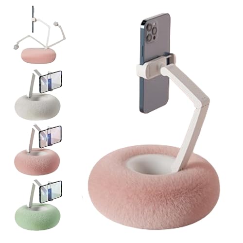 Cemssitu Kindle Holder-Kindle Pillow Stand, Tablet Stand Pillow with Snack Bowl, Fuzzy Bowl with Kindle Holder, Cute Fuzzy Bowl Kindle Holder, Adjustable Kindle Bed Phone Holder (Long Handle,Pink) von Cemssitu
