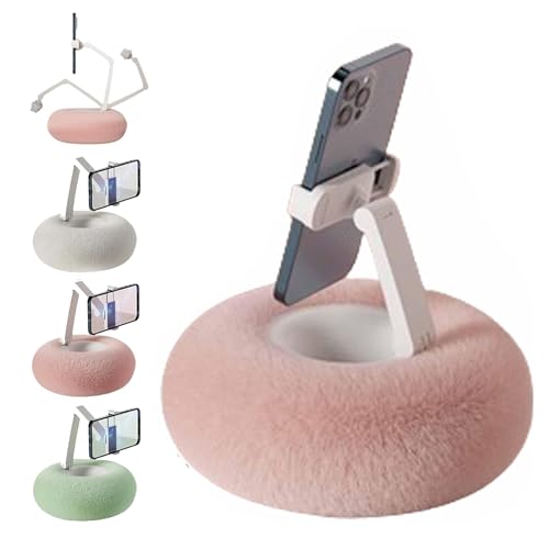 Cemssitu Kindle Holder-Kindle Pillow Stand, Tablet Stand Pillow with Snack Bowl, Fuzzy Bowl with Kindle Holder, Cute Fuzzy Bowl Kindle Holder, Adjustable Kindle Bed Phone Holder (Short Handle,Pink) von Cemssitu