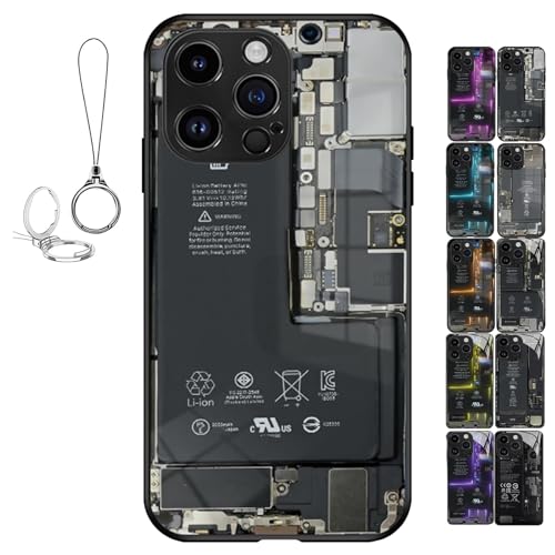 Circuit Board Glass Phone Case, Circuit Board Phone Case for iPhone 15/14/13/12/11 Promax (for iphone12 promax,Black-A) von Cemssitu