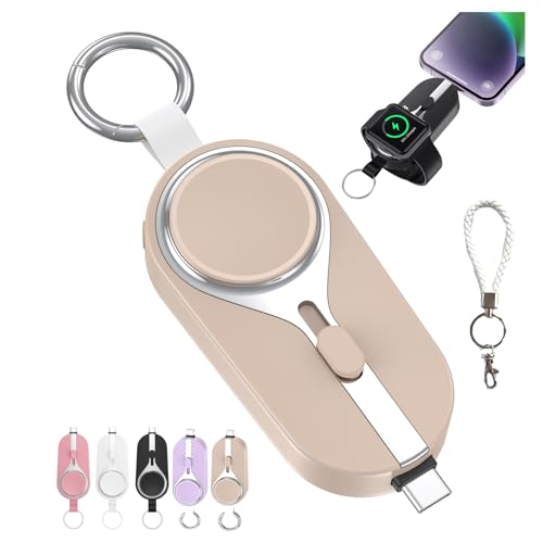 KeyPact Duo, Keypact Duo Charger, 2 In 1 Emergency Mobile Power Bank, Portable Telescopic Charger Key Chain, Mini Keychain Powerbank 2000mah (for iPhone,Khaki) von Cemssitu