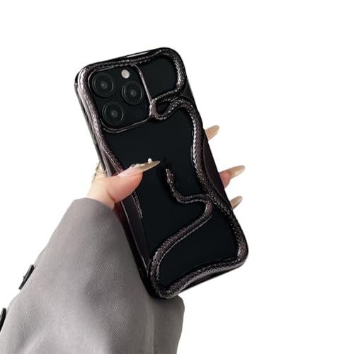 NeoLuxe Electroplated Snake-Pattern Phone Case, Hollow Snake Electroplated Heat Dissipation Phone Case for IPhone 16/15/14/13/12/11 Pro Max – Full Protection & Shockproof (Bright black,14Pro) von Cemssitu