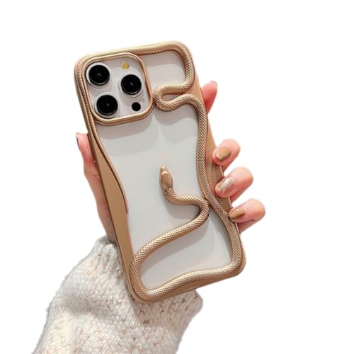 NeoLuxe Electroplated Snake-Pattern Phone Case, Hollow Snake Electroplated Heat Dissipation Phone Case for IPhone 16/15/14/13/12/11 Pro Max – Full Protection & Shockproof (Frosted gold,16Pro) von Cemssitu