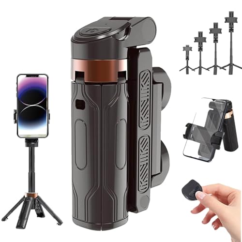 Pocketflex Mini Tripod, Razunoth Tripod Mini Jj02, 2025 New Selfie Stick Tripod with Remote, 360° Rotation Adjustable Mini Selfie Stick Tripod Stand with Detachable Bluetooth Remote (Black) von Cemssitu