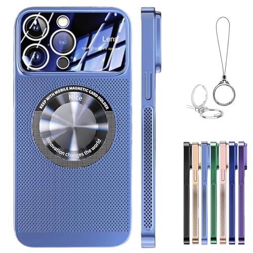 Vitalenergt Electroplating Heat Dissipation Magnetic Large Window Phone Case, Big Window Magnetic Cooling Phone Case for iPhone 16/15/14/13/12 Pro Max (for iPhone12pro,ICY Blue) von Cemssitu