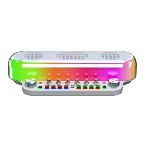 Cenei Tragbarer Lauter Karaoke-Lautsprecher mit Mikrofonen, Kabelloser Bluetooth-Soundkartenlautsprecher, All-In-1-Soundkarte für FamilyKTV, Weiß von Cenei