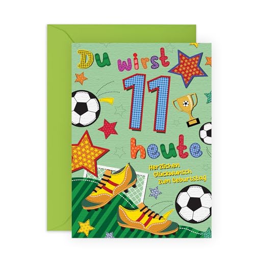 Central 23 Geburtstagskarte Fussball für Jungen – DU WIRST HEUTE 11 – Geschenk zum 11. Geburtstag – Geburtstagskarten für Kinder – 11 Jahre alt von Central 23