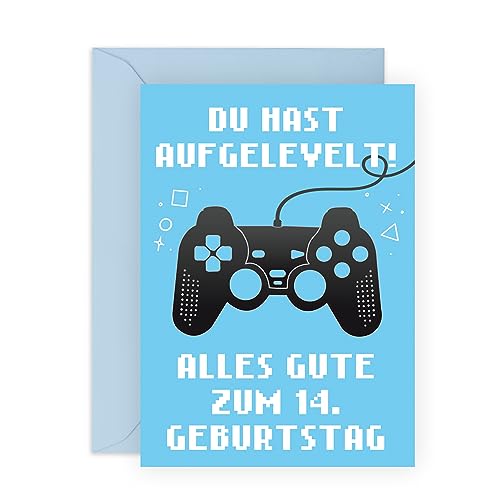 Central 23 Geburtstagskarte zum 14. Geburtstag für Jungen – 'DU HAST AUFGELEVELT' – Gamer – Spiel – 14 Jahre alt – Geburtstagsgeschenk für ihn Teenager – mit Aufklebern Central 23 Geburtstagskarte zum 14. Geburtstag für Jungen – 'DU HAST AUFGELEVELT' – Gamer – Spiel – 14 Jahre alt – Geburtstagsgeschenk für ihn Teenager – mit Aufklebern von Central 23