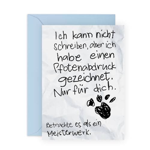 Central 23 Lustige Geburtstagskarte vom Hund – ICH HABE EINEN PFOTENABDRUCK GEZEICHNET – Grußkarte für Fellmama oder Papa – Hunde Geburtstagskarte – kommt mit Aufklebern von Central 23