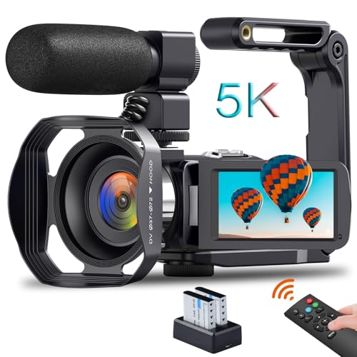 Videokamera 5K Camcorder, HD 64MP 30FPS IR Nachtversion Vlogging Kamera, 3.0-Zoll Touchscreen WiFi 18X Zoom Digitalkamera YouTube Camera Recorder mit Mikrofon, Fernbedienung, Gegenlichtblende, 2 Akku von Cenzoar