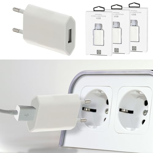 USB-C Schnellladegerät 3er Set | 5V 1A 10Watt 220V 56-60HZ | Kunststoff weiß | Netzteil Netzstecker Netzladeadapter (1 x 3er Set USB-C Schnellladegerät 5V 1A) von Cepewa