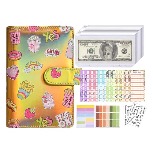 Budget Notebook, Financial planner, Personal Accounting Organizer With 12 Cash Envelopes English Stickers Zipper Bags Sticky Notes for Business, 5.12x7.48 Inches, Paper, PU Leather von Ceprznvey