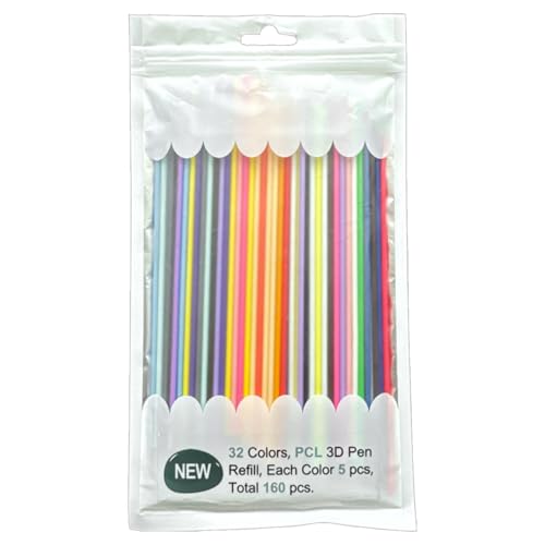 Pen Filament, Painting Pen Filaments, Pens Filament Refills, 32 Color Vibrant Painting Pen Filaments, 160 x Printing Pens Filament Refills, 5,91 Zoll für kreative Kunst und Handwerk Projekte von Ceprznvey