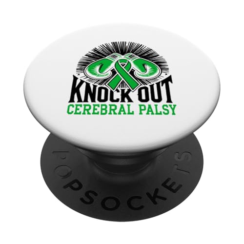 Knock Out Cerebralparsy CP Warrior Grünes Band PopSockets mit austauschbarem PopGrip von Cerebral Palsy Awareness Gifts