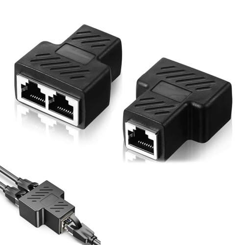 2 Stück LAN Splitter Verteiler,LAN Netzwerk Splitter,RJ45 LAN Splitter,RJ45 Splitter Adapter Buchse,RJ45 Splitter,Ethernet Splitter,Ethernet-Kabeladapter,LAN Splitter 1 auf 2 Gleichzeitig Adapter von Cerioll