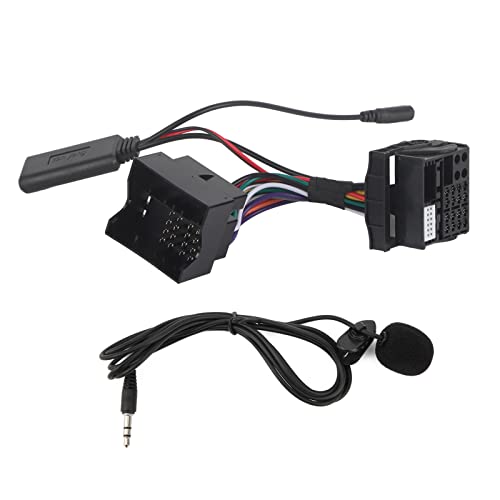 Mikrofonadapter Auxiliary Audio Wire, Auto-Bluetooth-AUX-Modul, 59-Zoll-Mikrofonadapter-Hilfskabel, DC12V-Hilfsaudiokabel mit Mikrofon, Freisprech-Stereo-AUX-In-Adaptergerät für RNS 510 RCD 300 von Cerlingwee