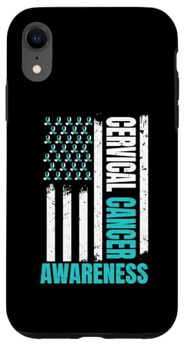 Hülle für iPhone XR Amerikanische Flagge Gebärmutterhalskrebs Awareness Support America von Cervical Cancer Awareness Month Support Design