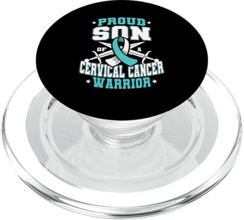 Stolzer Sohn eines Gebärmutterhalskrebskriegers PopSockets PopGrip für MagSafe von Cervical Cancer Awareness Month Support Design